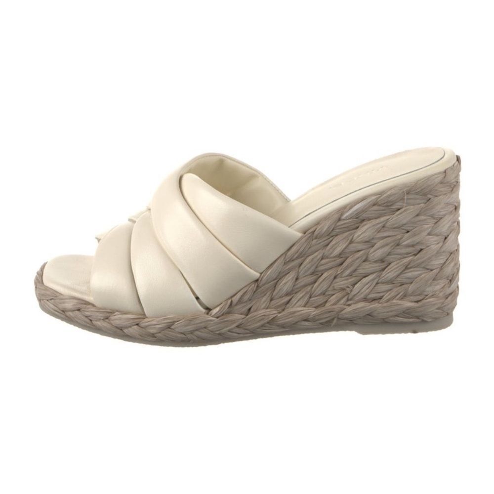 Vince Gilian Woven Espadrille Wedge Sandal/Dust Bag Marble Cream NEW $325